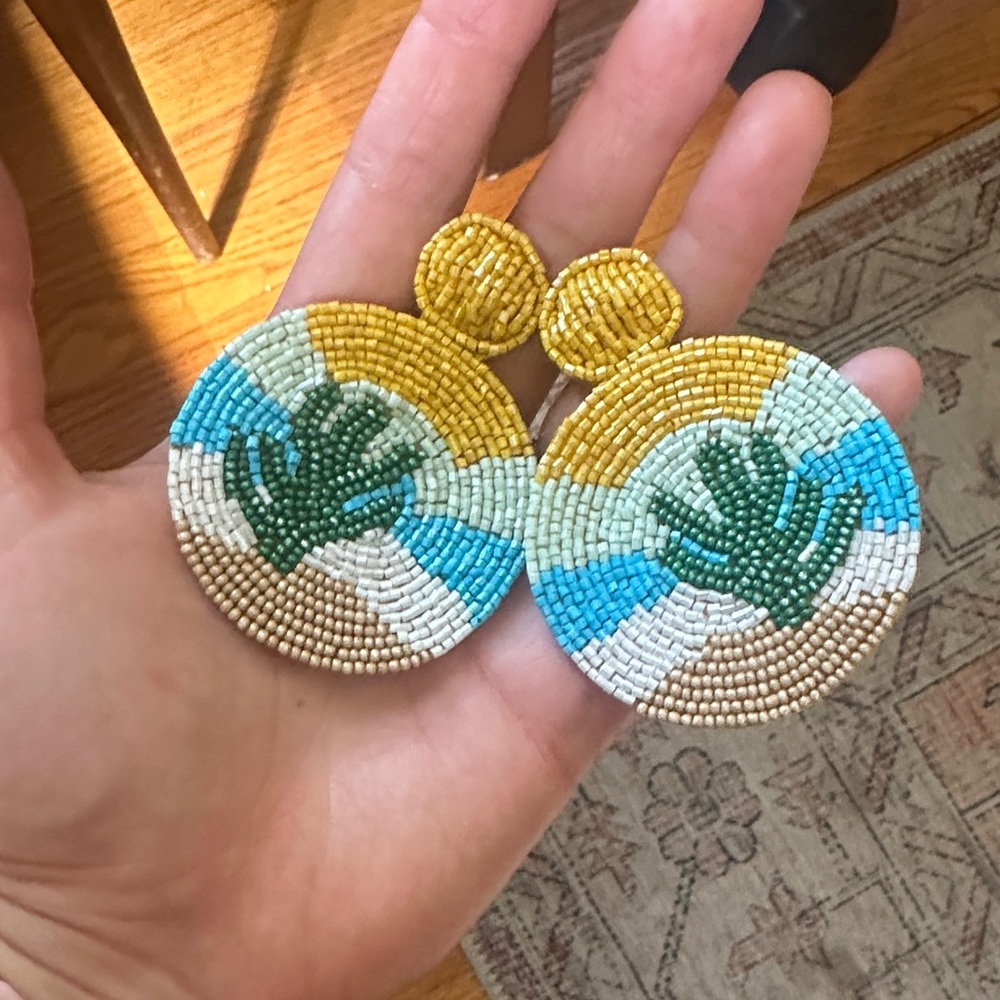 Colorful Beaded Cactus Earrings